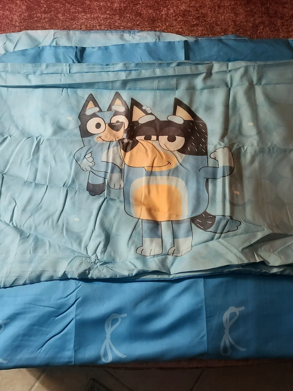 Bluey Kids Duver Bedding Set - Bright Sky Blue Cartoon Design